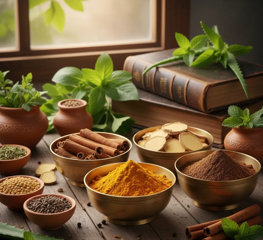 Ayurveda weight loss herbs and spices used for natural fat loss and digestion