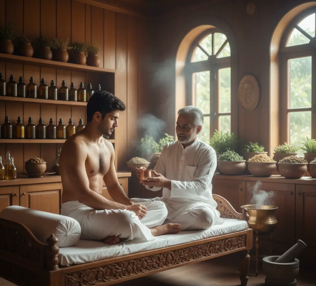 Vamana treatment in Ayurveda being performed at an Ayurvedic Clinic Kerala